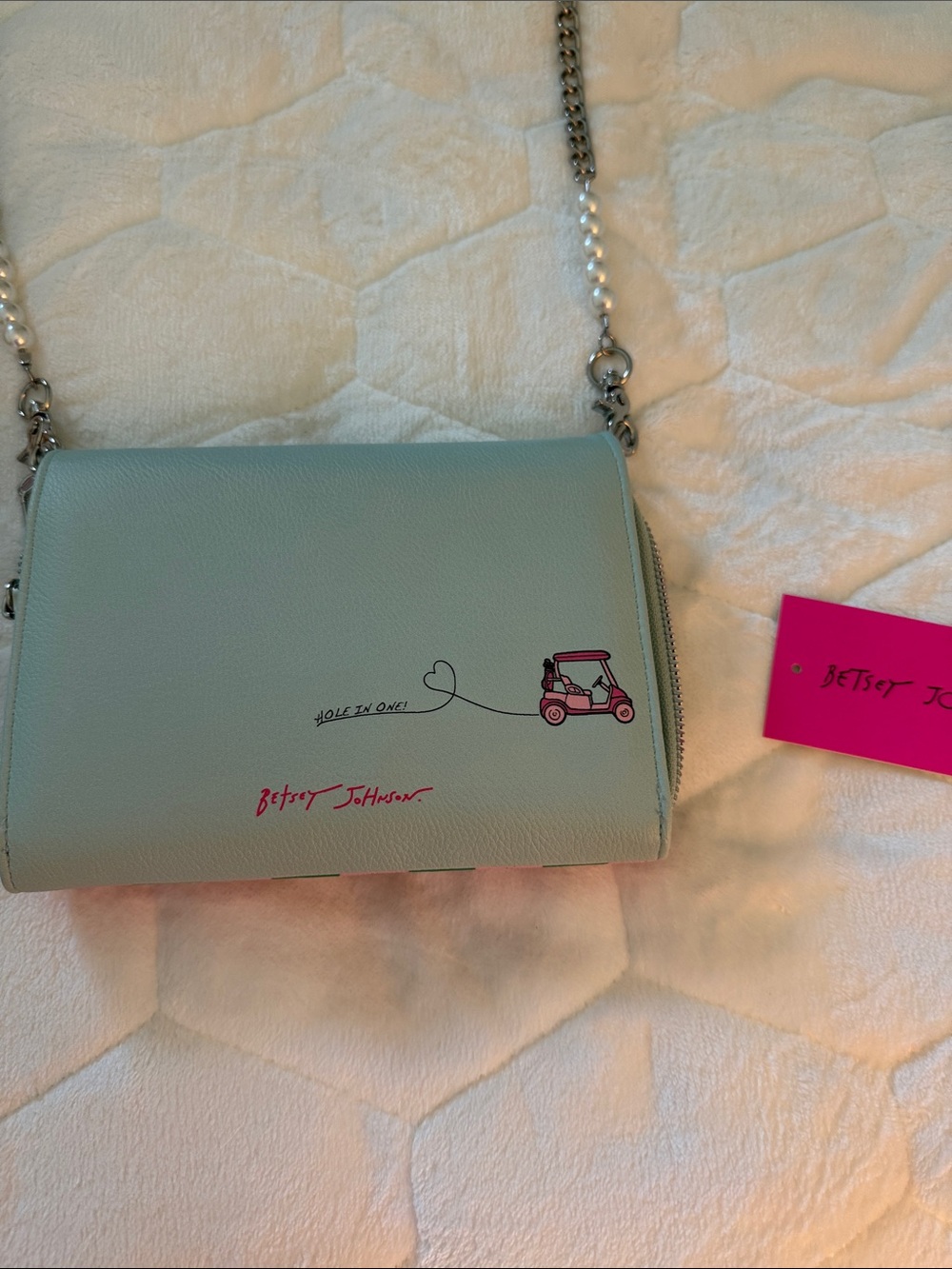 Betsey Johnson Playful Mint & Pink Crossbody Bag with Golf Motif - Picture 6 of 6